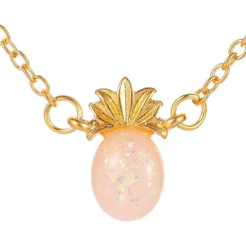 New Crystal pineapple pendant necklace love unisex fruit resin pendant necklace gift clavicle chain