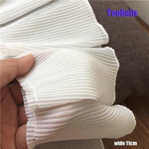 11cm wide pleated chiffon elastic lace ruffle cropped Ribbon 3D flowers dress collar applique of guipure Embroidery DIY craft