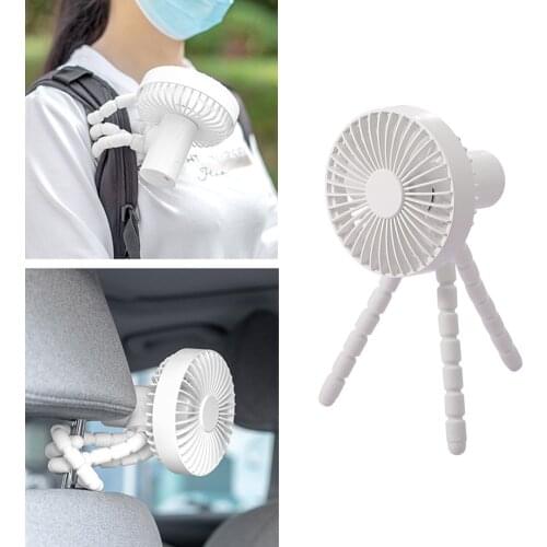 Handheld Electric Fan Mini Portable Cooling Fan USB Rechargeable Octopus Clip-on Stand Fan Summer Outdoor Travel Air Cooling