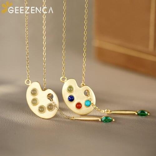 925 Sterling Silver Gold Plated Jasper Jade Lotus Root Slice Pendant Necklaces Chokers Fine Jewelry For Women Original Design