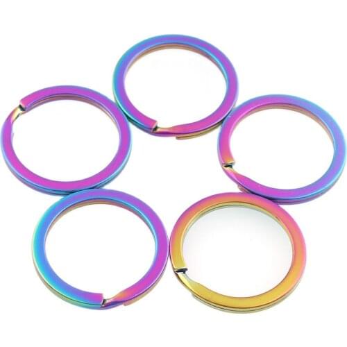 20pcs/lot Split Key Rings Rainbow Plated Metal Chains Keychain Durable Key Rings Making DIY Accessories Inner 20mm Handmade DIY