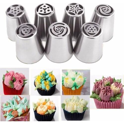 Russian Pastry Nozzles Tulip Icing Piping Cream Nozzle Tips Fondant Sugarcraft Decorating Tips Set Cake Cupcake Decorator