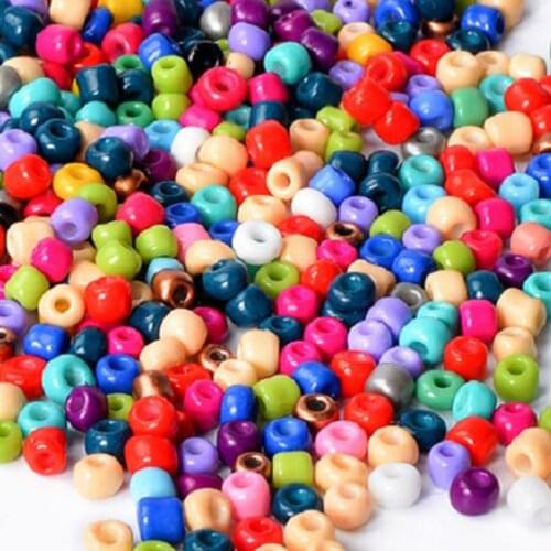 Glass Seed Beads Small Kit Beads Bulk with Container Box,4000pcs 3mm Craft Beads with Elastic String for DIY Bracelet