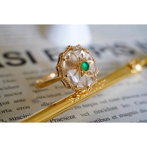 SX412 Solid 18K Gold Crystal and Nature Emerald Rings for Women Fine Jewelry Presents the Six-word Admonition