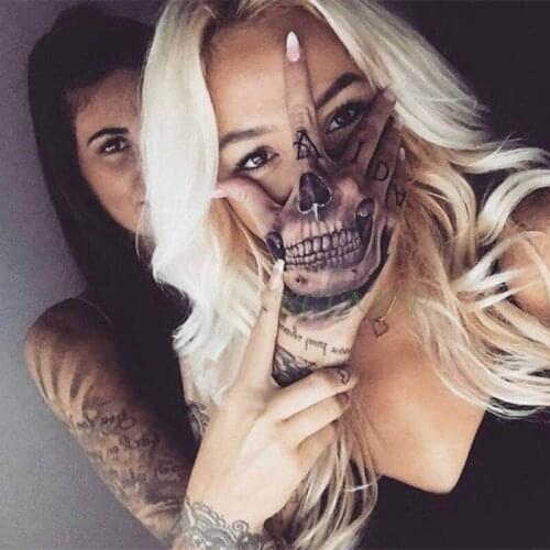 Waterproof Temporary Tattoo Sticker Skull Head Fake Tatto Flash Tatoo hand foot tatouage for Girl Men Women femme