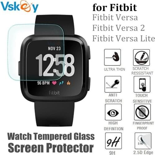 VSKEY 100pcs Tempered Glass for Fitbit Versa Lite Screen Protector Smart Wrist Watch Anti-Scratch Versa2 Protective Film