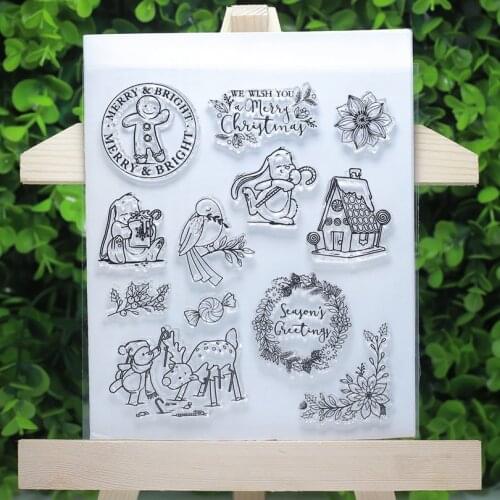 Merry & Bright great Christmas presents transparent clear stamps for Scrapbooking/Card Making Supply fun handcrafts Decoration