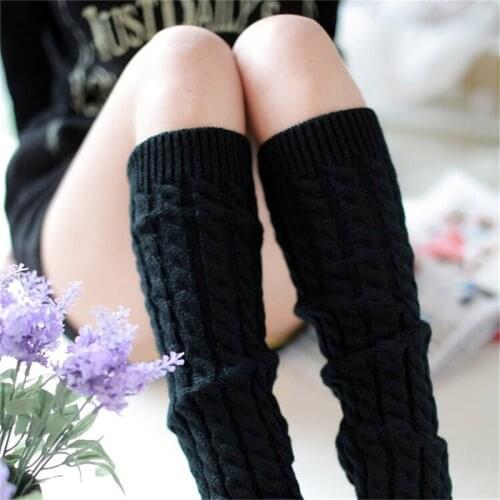 Woman Thigh Knitted Knee Socks High Warm Knit Fashion Leg Warmers for Women Fashion Gaiters Boot Cuffs