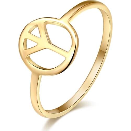 CACANA Stainless Steel Ring For Women Love Peace Symbol Round Engagemen Wedding Rings Accessories Mujer Bague Femme Jewelry R415