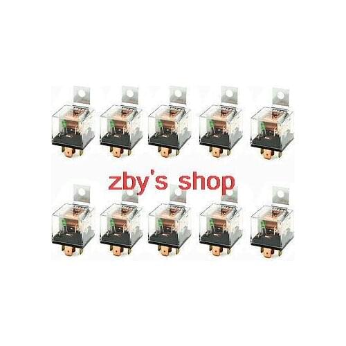 10 Pcs Car Relay 12V 80 Amp 5P SPDT 1NO 1NC Green Pilot Lamp JD1914 Type