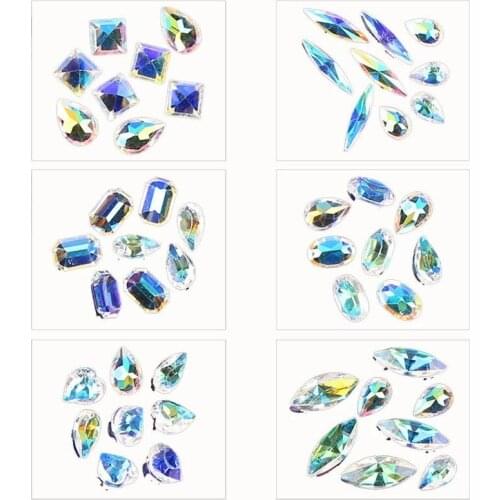 12Grids AB Transparent Nail Art Decoration Random Rhinestone Accessories Rhinestone Wheel Nail Art Jewels Crystal Diamante Beads