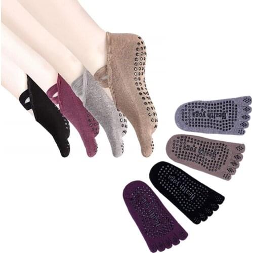 2 Pairs Five Toes Yoga Socks Slippers Cotton Fitness Sports Anti-slip Rubber Dots Cross Cycling Socks Women Ballet Dance Socks