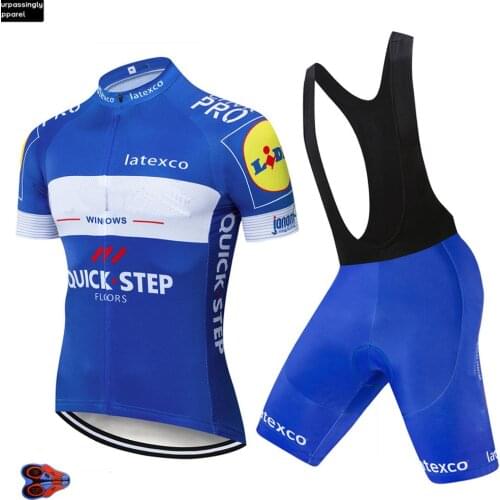 2019 Newest Blue Quick Step Team Cycling Jersey Set Men Bicycle Jersey Cycling Clothing Maillot Ropa Ciclismo Outdoor 9D