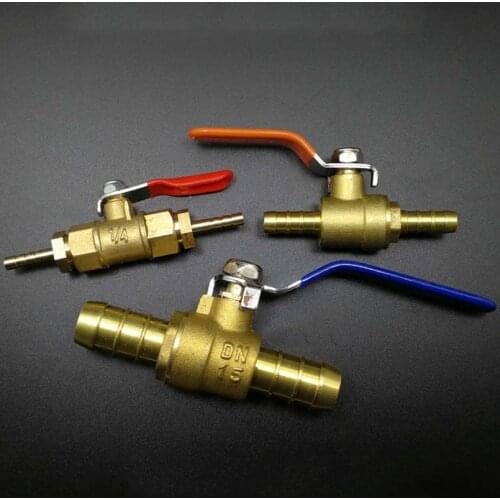 4/6/8/10/12/14/16/19/25mm Hose Barb Brass Two Way Shut Off Ball Valve Pipe Fitting Connector Adapter