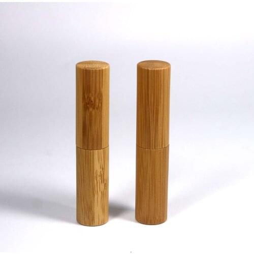 4g 5pcs Bamboo Empty Lipstick Tube DIY Container Lip Balm Tubes Refillable Bottle