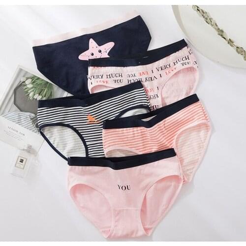 5PCS/LOT Women Cotton Underwear Briefs Comfort Intimates Sexy Panties Lingerie calcinha Girls Cute Underpants Plus Size XXL