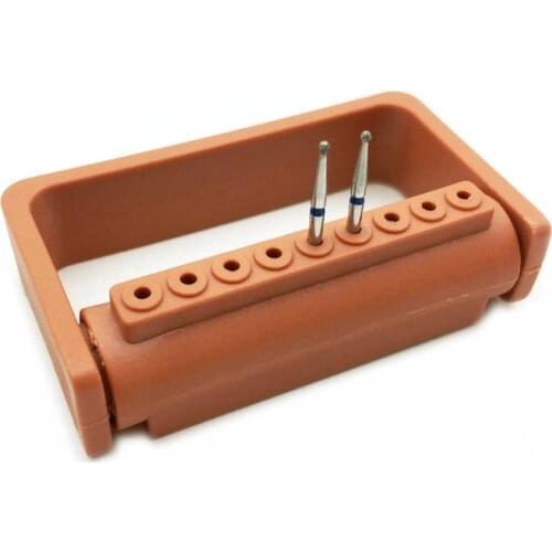 9 Holes Dental Diamond Bur Stand Brown Holder Teeth Disinfection Organizer Autoclavable 1.6mm Dentistry Instrument