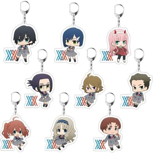 Anime DARLING In The FRANXX Acrylic Keychain Cartoon Cute Otaku Keyring Gift Keyrings Portachiavi Keychains