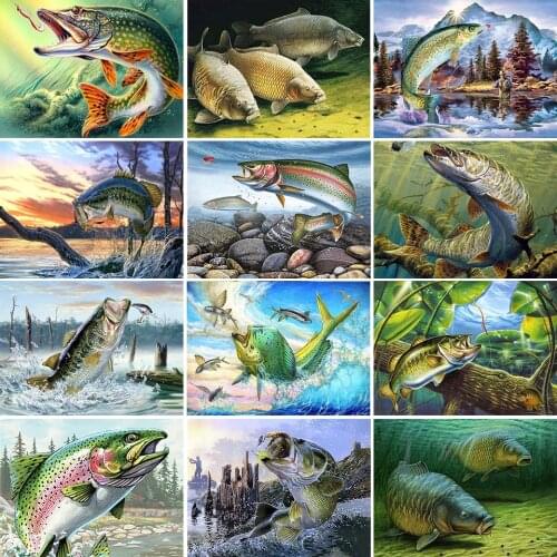 5D DIY Diamond Painting Fish Animals Cross Stitch Kit Full Drill Square Embroidery Mosaic Art Picture Of Rhinestones Home Decor