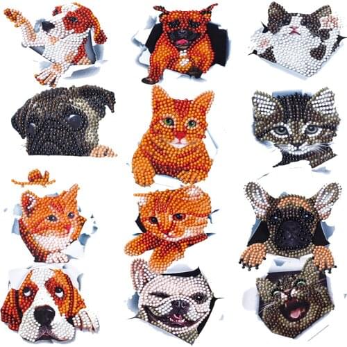 Childrens Diamond Painting Sticker Set DIY 5D Cartoon Animal Diamond Art Mosaic Sticker Digital Set For Cup Book Home Decor