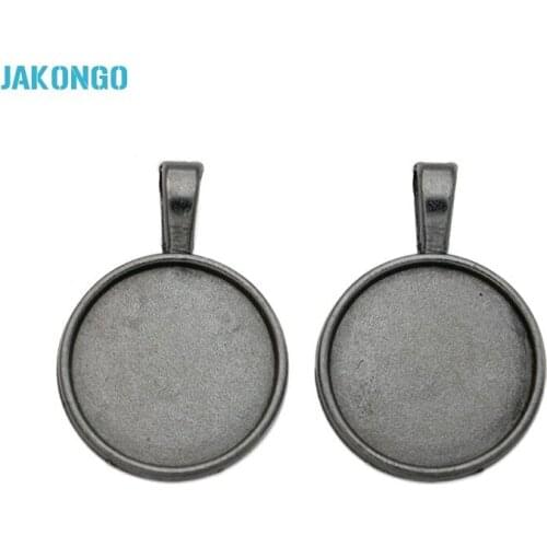 JAKONGO Gun Black Plated Photo Frame Charm Pendant Fit Jewelry Making Necklace Bracelet Jewelry Findings Accessories DIY 20mm