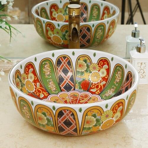 Chinese wash basin vessel sinks Jingdezhen Art Counter Top ceramic basin sink lavabo sinks bathroom sink ceramic wash basin