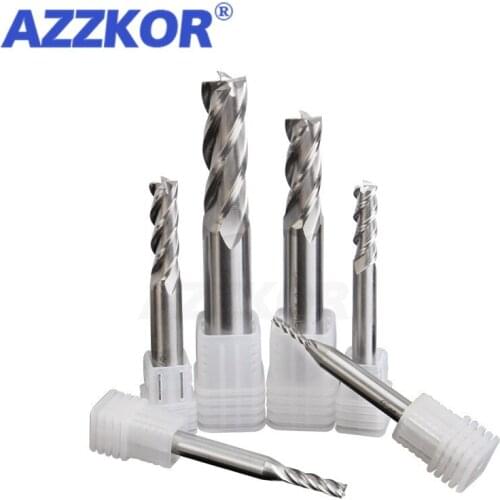 Hardened White Steel End Mills 4 Flutes All Ground Through AZZKOR The Center M2AL Aluminum High-speed Steel Milling Cutter