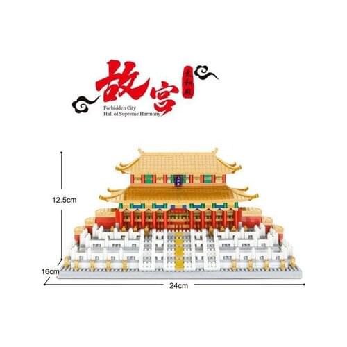 YZ Diamond Particle Assembled Building Block Toy Bangunan Ikonik Famous Chinese Architecture Hall of Supreme Harmony for Gifts