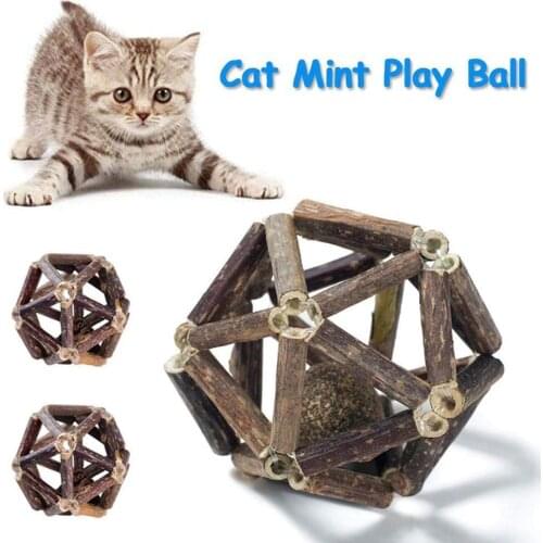 Cat Mint Play Ball Toy Natural Molar Sticks Chew Toys,Catnip Exquisite Ball Pet Biting Toy Cleaning Teeth Care,Pet Supplies