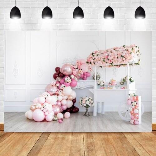 Laeacco Interior Vintage Wall Balloon Wooden Floor Baby Birthday Custom Backdrop Photographic Photo Background For Photo Stud