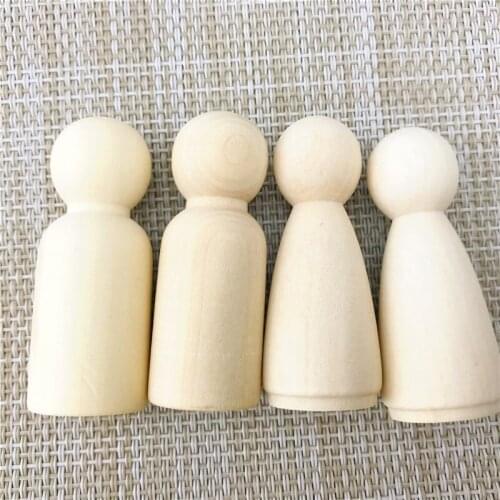 Hot 40Pcs 55mm Natural Wooden Peg Dolls Crafts DIY Montessori Toy Creative Kids Printe Party Favor Wedding Home Decor Best Gift