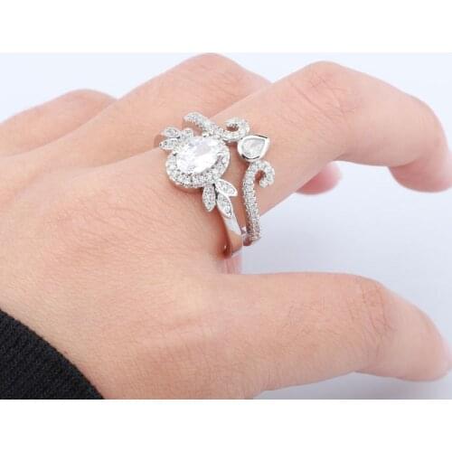 Fashion Princess Crown 2pcs/Set Rings Geometric Irregular Vine Leaves Charm Luxury Jewelry For Women Wedding Engagement Party