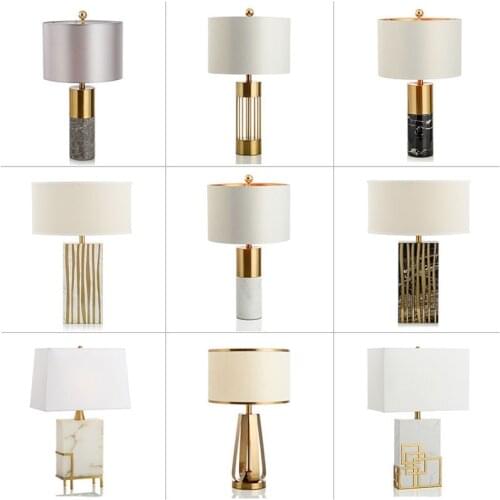 Marble Desk Lamp Bedroom Bedside Cupboard Post Modern Chinese Style Light Luxurious Model Tenant Hall Cloud Stone Table Lamp