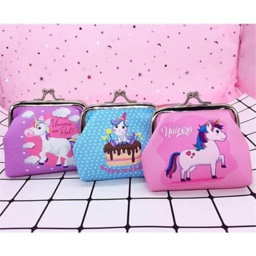 1PC Girl Kids Coin Purses Holder Kawaii Animal Unicorn Floral Women Mini Change Wallets Money Bag Children Zipper Pouch Gift