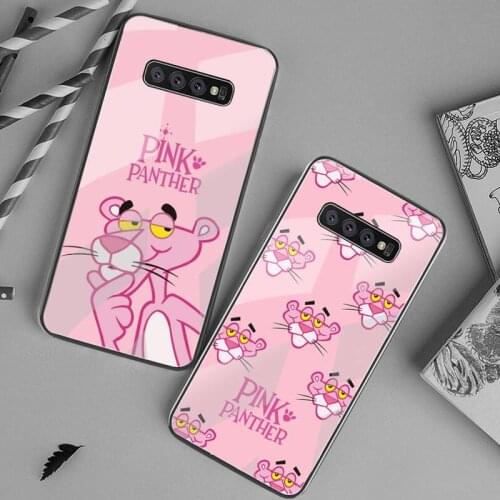 Cartoon Pink Panther pattern Phone Case Tempered Glass For Samsung S20 Plus S7 S8 S9 S10 Plus Note 8 9 10 Plus