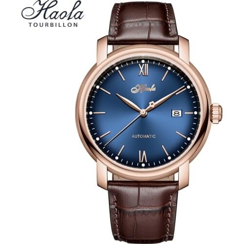 Mens Fashion Automatic Sapphire Mechanical Wristwatches Blue Self-winding Business Calendar Watch For Men 2021 horloges mannen