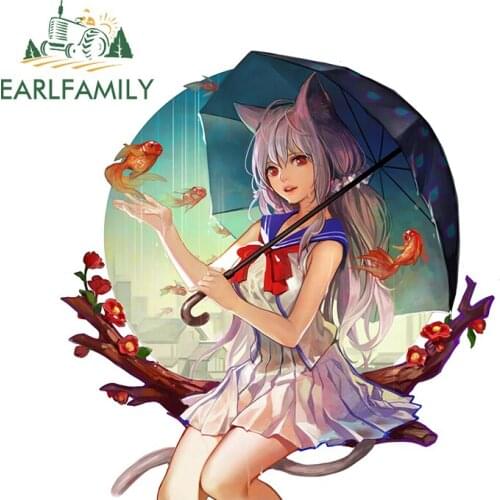 EARLFAMILY 13cm x 12.6cm Personality Decal For Anime Girl Vinyl Car Stickers Auto Air Conditioner Waterproof Occlusion Scratch