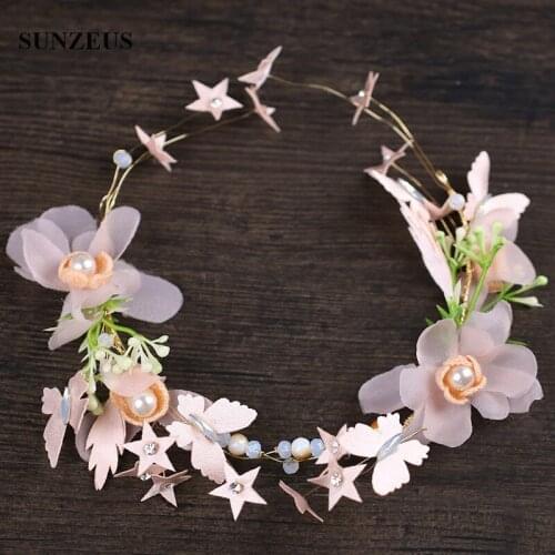 New Stars Flowers Garland Pink Bridal Headband Fairy Head Chain Headwear Free Shipping SQ0288