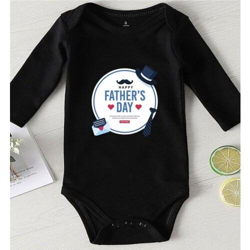 Newborn Baby Clothes Girl Outfit Winter Toddler Rompers Print Happy Fathers Day Clothing for Babies Jumpsuit Kids Autumn