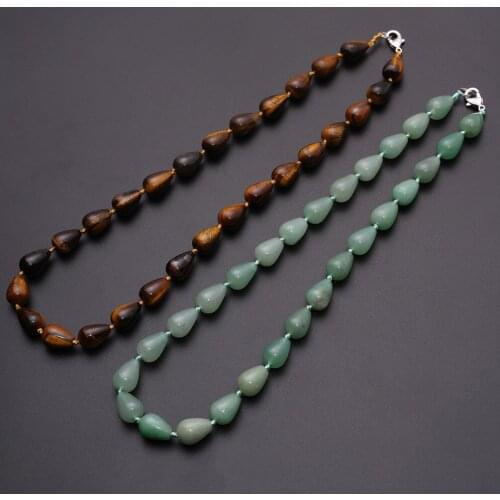 Wholesale 3pcs Fashion Strawberry Quartz Tiger Eyes Natural Stone Crystal Agates Chalcedony Conical Beads Necklace Free Shipping