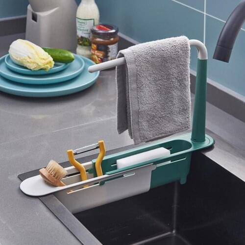 1pc Sink Organizer Dish Drainer Kitchen Organizer For Soap Towel Rack Home Supplies Kitchen Accessories Adjustable Shelf Storage