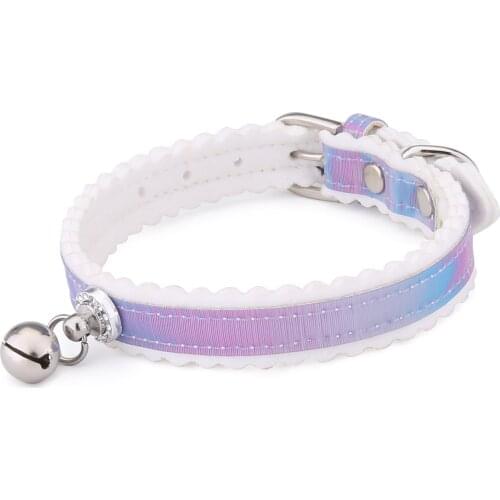 Pet Product Gradient Diamond Bell Pet Collar Easy Wear Adjustable Pet Cat Collar Dog Neck Strap Adjustable Safe Puppy Cat Collar