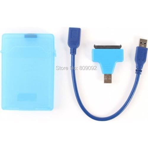 USB 3.0 To SATA 22P Converter Hard Disk Driver Adapter USB Power Cable + 2.5" HDD Box Enclosure Case