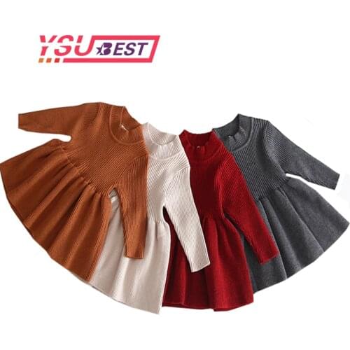 Autumn Toddler Girl Dresses And Winter Knitted dress For Female Babies Infant Warm Dress Knitted Sweater Kids Dresses For Girls