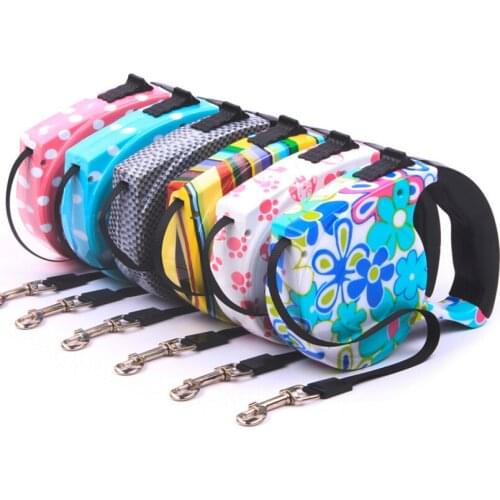 Strong Dog Retractable Leashes Large Size 5M For Cats Outdoor Walking Automatic Adjustable New Collar Leads Printed Pets Product
