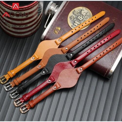 8mm Genuine Cow Leather Strap Slim Women Replacement Bracelet Wrist Band Watchband for Fossil ES4114 ES3060 ES3625 ES2830