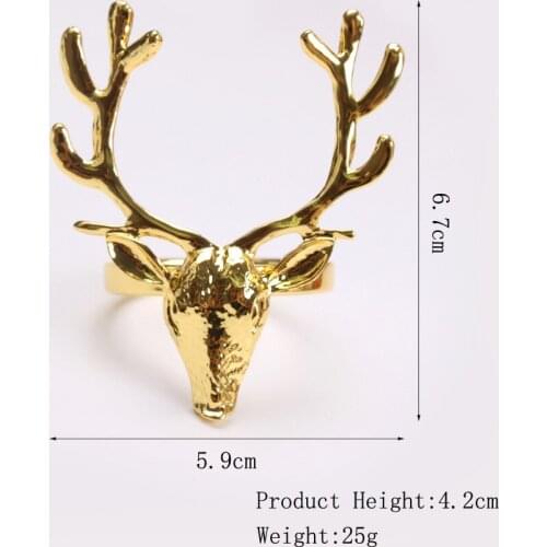 Christmas Table Ornaments Elk Napkin Ring Western restaurant Metal Napkin Buckle For Home Dinning Room Party Decor 12PCS/Set