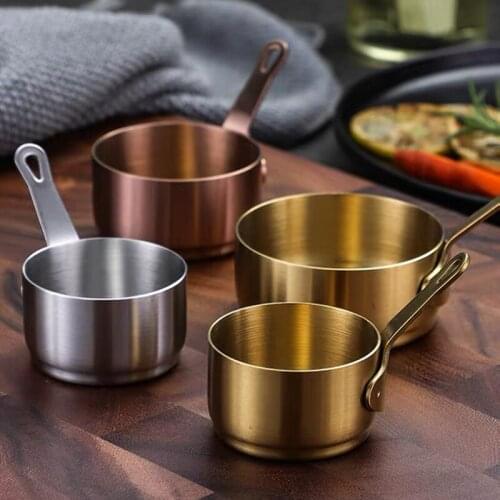 Handle Stainless Steel Sauce Bowl Cup Western Sauce Steak Pot Teppanyaki Black Pepper Bucket Mini Handle Kitchen Utensils