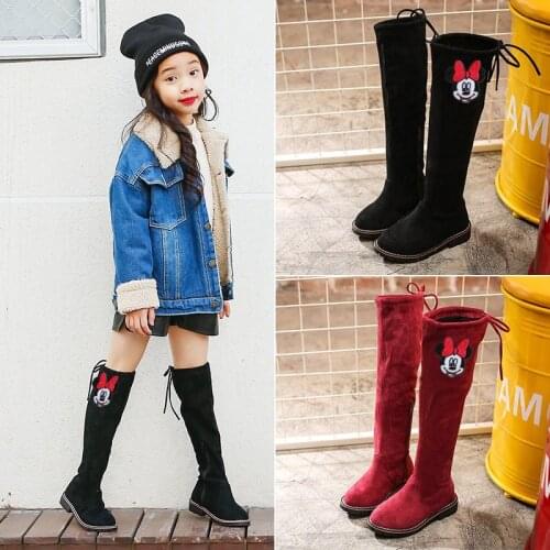 Disney children girl cartoon Minnie Princess long tube cotton boots thick cotton boots fashion boots
