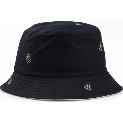 Fisherman Hat Unisex Fashion Hat Pineapple Fruit Embroidery Beach Sun Party Street Plain Hat Unisex Bucket Hat